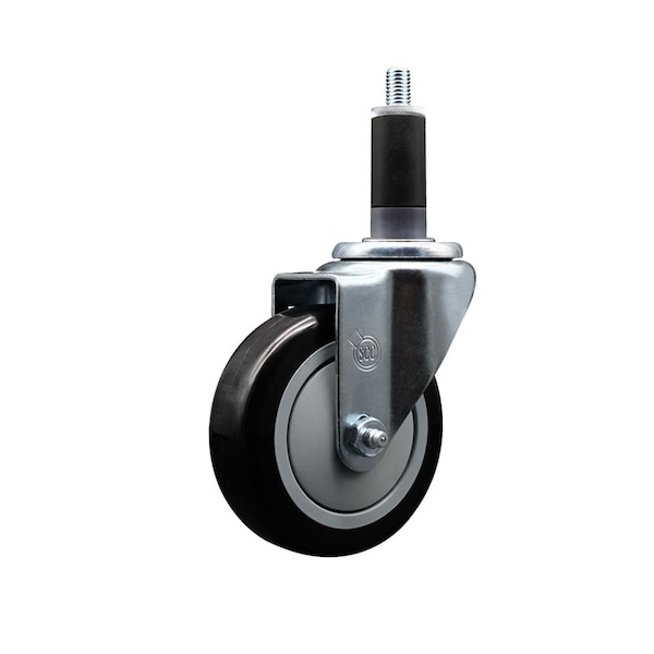 4'' SS Black Poly Wheel Swivel 1-1/8'' Expanding Stem Caster